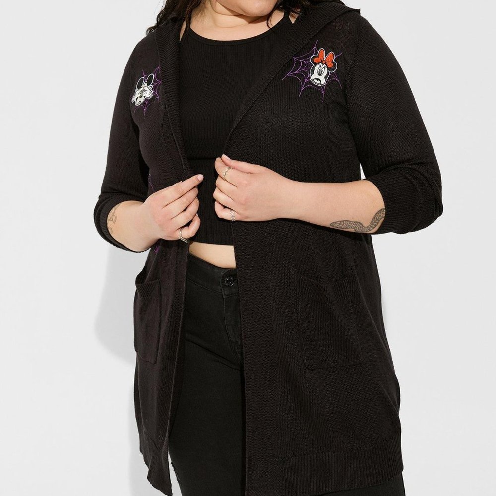 ❤️NWT DISNEY /TORRID CARDIGAN MICKEY MINNIE MOUSE HALLOWEEN HOODIE SWEATER PLUS